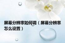 屏幕分辨率如何调（屏幕分辨率怎么设置）