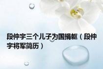 段仲宇三个儿子为国捐躯（段仲宇将军简历）