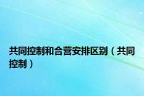 共同控制和合营安排区别（共同控制）