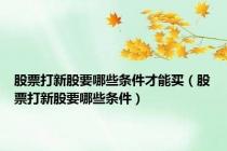 股票打新股要哪些条件才能买（股票打新股要哪些条件）