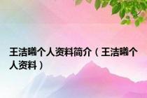 王洁曦个人资料简介（王洁曦个人资料）