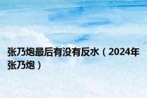 张乃炮最后有没有反水（2024年张乃炮）