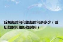 砼初凝时间和终凝时间是多少（砼初凝时间和终凝时间）
