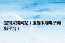 宝钢采购网站（宝钢采购电子商务平台）