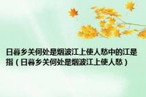 日暮乡关何处是烟波江上使人愁中的江是指（日暮乡关何处是烟波江上使人愁）