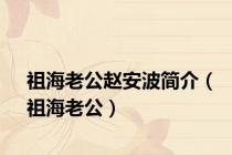 祖海老公赵安波简介（祖海老公）