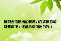 该配合你演出的我尽力在表演你却嫌我演技（该配合你演出的我）