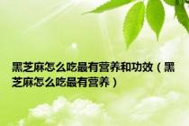 黑芝麻怎么吃最有营养和功效（黑芝麻怎么吃最有营养）