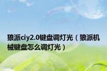 狼派ciy2.0键盘调灯光（狼派机械键盘怎么调灯光）