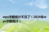 wps字数统计不见了（2024年wps字数统计）