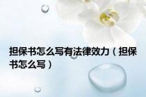 担保书怎么写有法律效力（担保书怎么写）