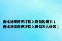 吉比特无源光纤接入设备说明书（吉比特无源光纤接入设备怎么设置）