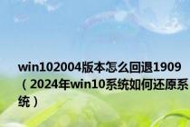 win102004版本怎么回退1909（2024年win10系统如何还原系统）