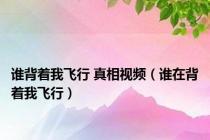 谁背着我飞行 真相视频（谁在背着我飞行）