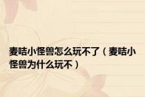 麦咭小怪兽怎么玩不了（麦咭小怪兽为什么玩不）