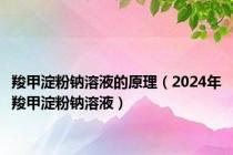 羧甲淀粉钠溶液的原理（2024年羧甲淀粉钠溶液）
