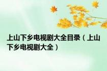 上山下乡电视剧大全目录（上山下乡电视剧大全）
