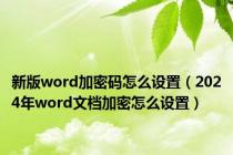 新版word加密码怎么设置（2024年word文档加密怎么设置）