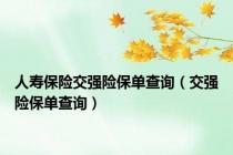 人寿保险交强险保单查询（交强险保单查询）