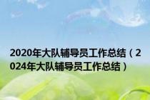 2020年大队辅导员工作总结（2024年大队辅导员工作总结）