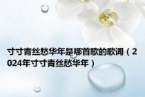 寸寸青丝愁华年是哪首歌的歌词（2024年寸寸青丝愁华年）