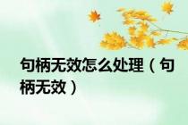 句柄无效怎么处理（句柄无效）