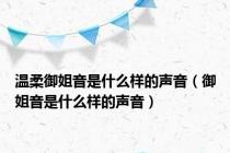 温柔御姐音是什么样的声音（御姐音是什么样的声音）