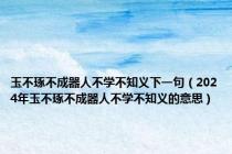 玉不琢不成器人不学不知义下一句（2024年玉不琢不成器人不学不知义的意思）