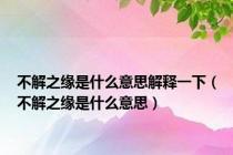 不解之缘是什么意思解释一下（不解之缘是什么意思）