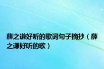 薛之谦好听的歌词句子摘抄（薛之谦好听的歌）