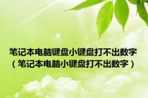 笔记本电脑键盘小键盘打不出数字（笔记本电脑小键盘打不出数字）