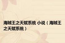 海贼王之天赋系统 小说（海贼王之天赋系统）