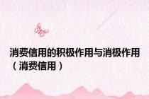 消费信用的积极作用与消极作用（消费信用）