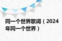 同一个世界歌词（2024年同一个世界）