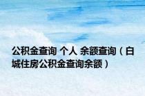 公积金查询 个人 余额查询（白城住房公积金查询余额）