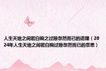 人生天地之间若白驹之过隙忽然而已的道理（2024年人生天地之间若白驹过隙忽然而已的意思）