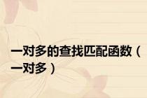 一对多的查找匹配函数（一对多）
