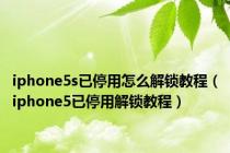 iphone5s已停用怎么解锁教程（iphone5已停用解锁教程）