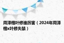 周泽楷叶修谁厉害（2024年周泽楷x叶修失禁）