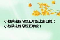 小数乘法练习题五年级上册口算（小数乘法练习题五年级）