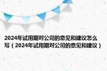 2024年试用期对公司的意见和建议怎么写（2024年试用期对公司的意见和建议）