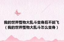 我的世界怪物大乱斗变身后不能飞（我的世界怪物大乱斗怎么变身）
