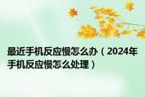 最近手机反应慢怎么办（2024年手机反应慢怎么处理）