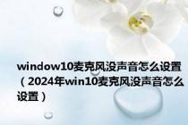 window10麦克风没声音怎么设置（2024年win10麦克风没声音怎么设置）