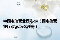 中国电信营业厅欢go（国电信营业厅欢go怎么注册）