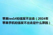 苹果ios14短信发不出去（2024年苹果手机短信发不出去是什么原因）
