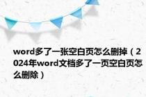 word多了一张空白页怎么删掉（2024年word文档多了一页空白页怎么删除）