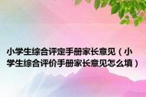 小学生综合评定手册家长意见（小学生综合评价手册家长意见怎么填）