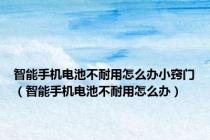 智能手机电池不耐用怎么办小窍门（智能手机电池不耐用怎么办）