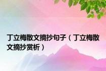 丁立梅散文摘抄句子（丁立梅散文摘抄赏析）